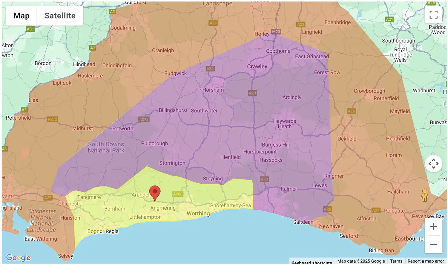 Gas Bottles Petersfield delivery zone map - click to see on BBQ Gas Bottles